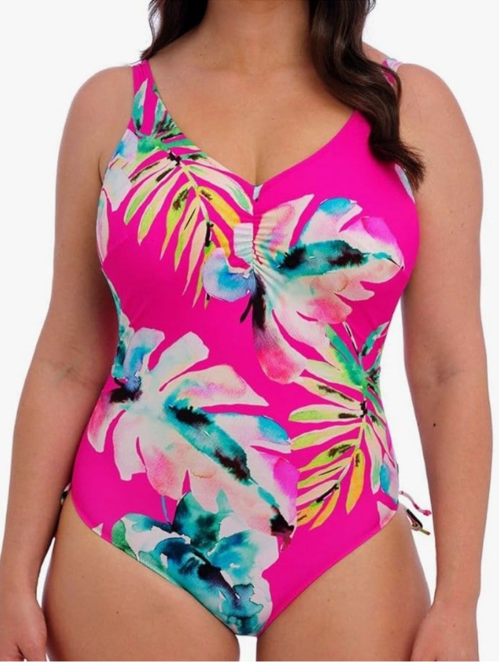 Fantasie Carabelita Underwire V Neck Swimsuit 34D Peony Pink NWT